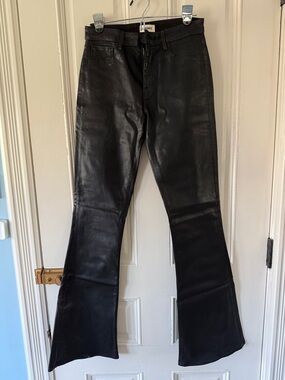 L'AGENCE Black Faux-Leather Flare Jeans - Wide Leg
